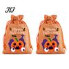 Lightweight Candy Carriers 2Pcs Halloween Pumpkin Drawstring Bags for Treats, Retro Burlap Kids Trick or Treat Bags, Portable Goodie Small Storage