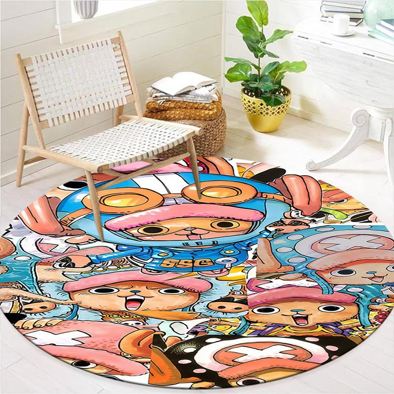 One Piece Tony Tony Chopper Round Area Rug Carpet Rug For Living Room Bedroom Sofa Playroom Decor Nonslip Floor Mat