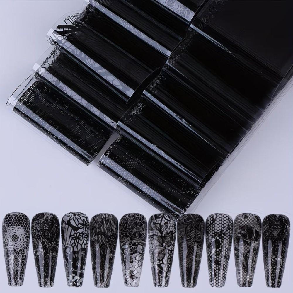 Laser Nail Stickers Black White Nail Decals Fashion Manicure Decals  Manicure DIY