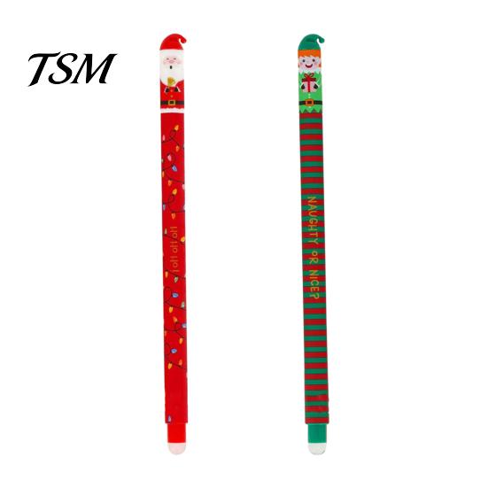 Festive Ballpoint Pens 2 Pcs Christmas Erasable Gel Retractable Cartoon Fine Point Cute High-quality Plastic Holiday Writing for School Office