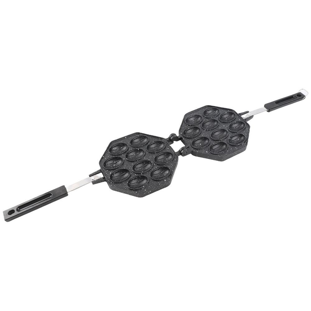Non-Stick Coating Egg Waffle Pan Anti-Scald Handle Stovetop Waffle Pan Mini Waffle Maker Breakfast