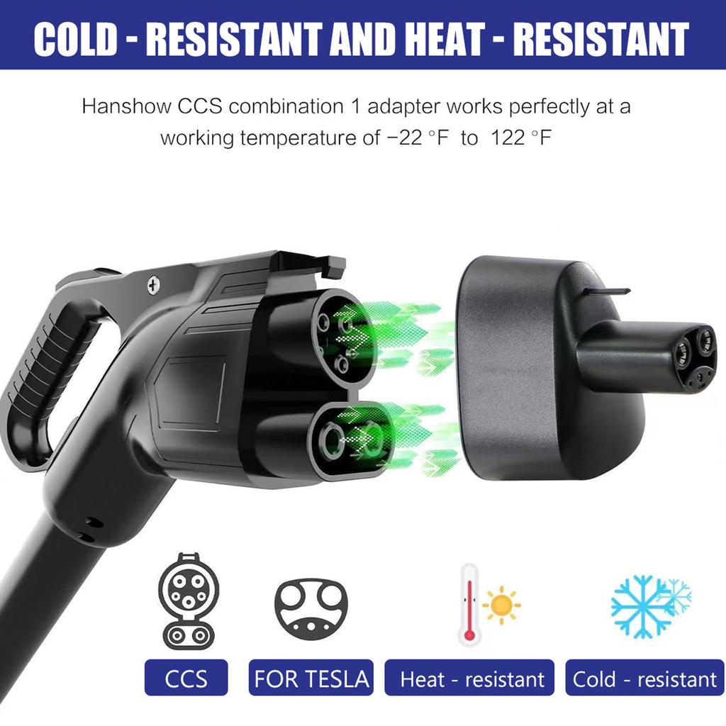 Адаптер быстрой зарядки Ccs 1, совместимый с Tesla Model 3/Y/S/X, 500 В постоянного тока, 250 кВт, стандартный адаптер зарядного устройства Ccs для автомобилей