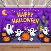 Party Backdrop Halloween Castle Purple Flat Ghosts Pumpkins Multi Layered Celebrations Event Backdrop Decoration Front Door Decor