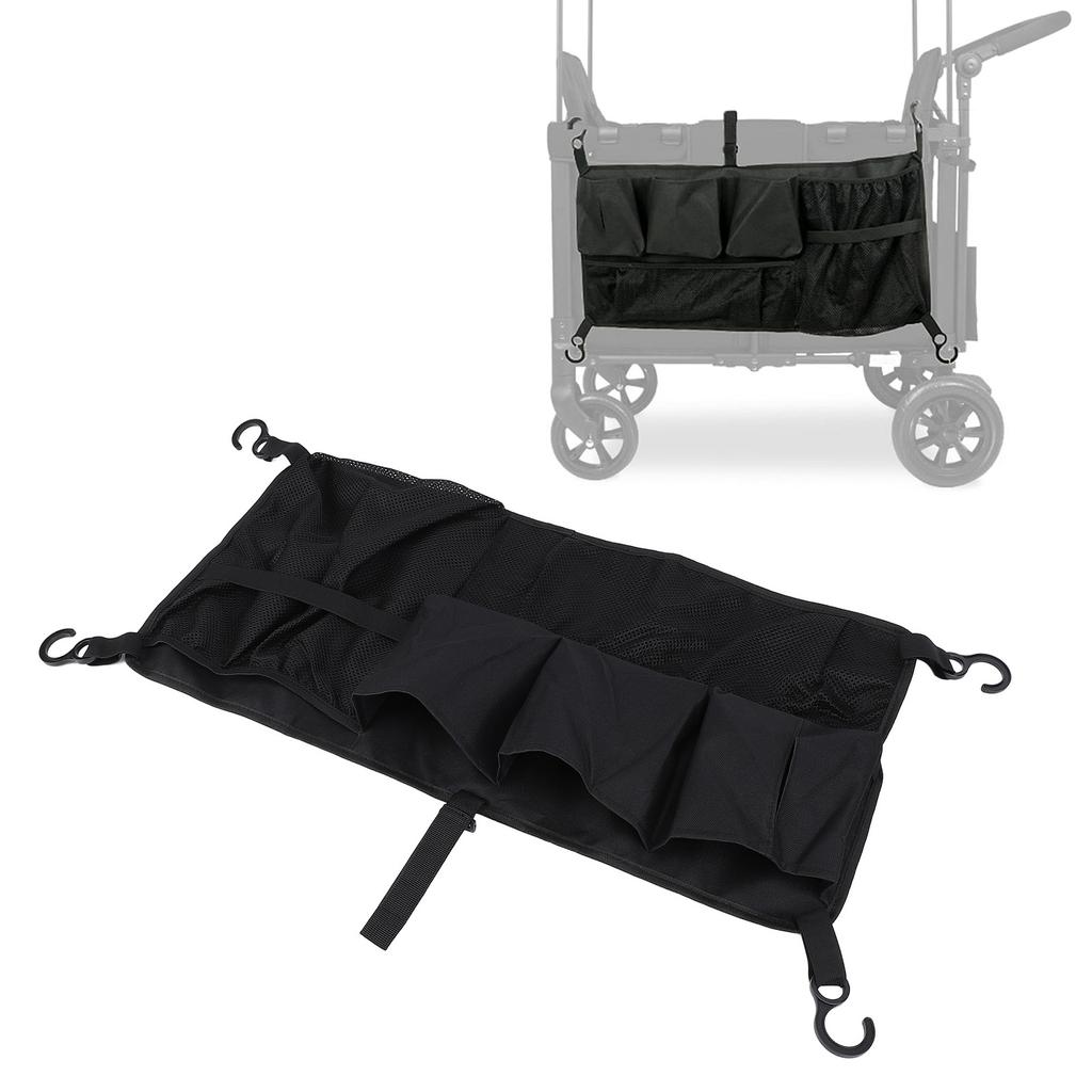 Camping Cart Side Storage Bag Oxford Cloth Multi Compartments Foldable Wagon Side Pocket Bag Black
