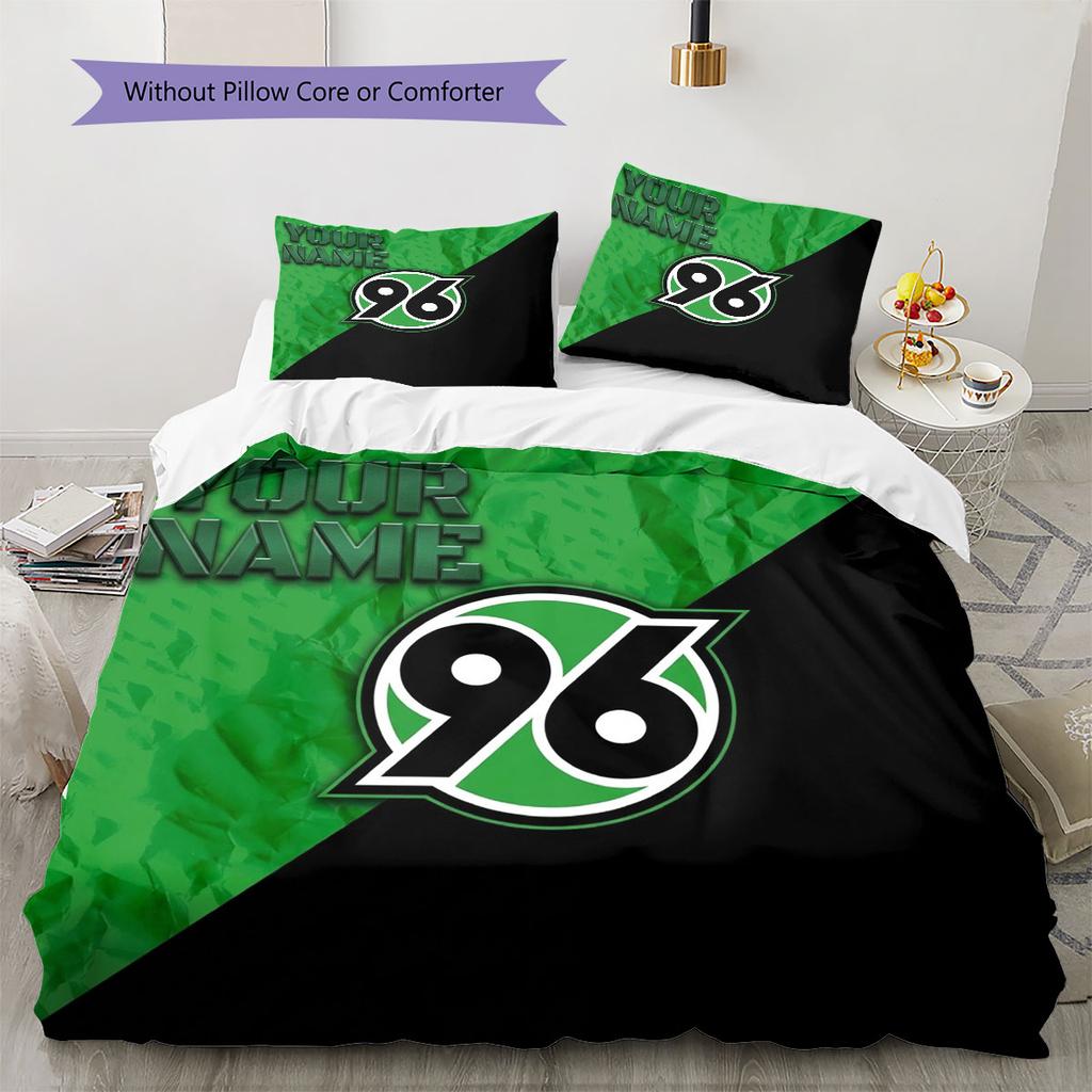 Hannover 96 Custom Name Pattern Bedding,Quilt Set Quilt Cover Pillowcase Home Birthday Gift(1 * duvet cover + 2 * pillowcase, without core)