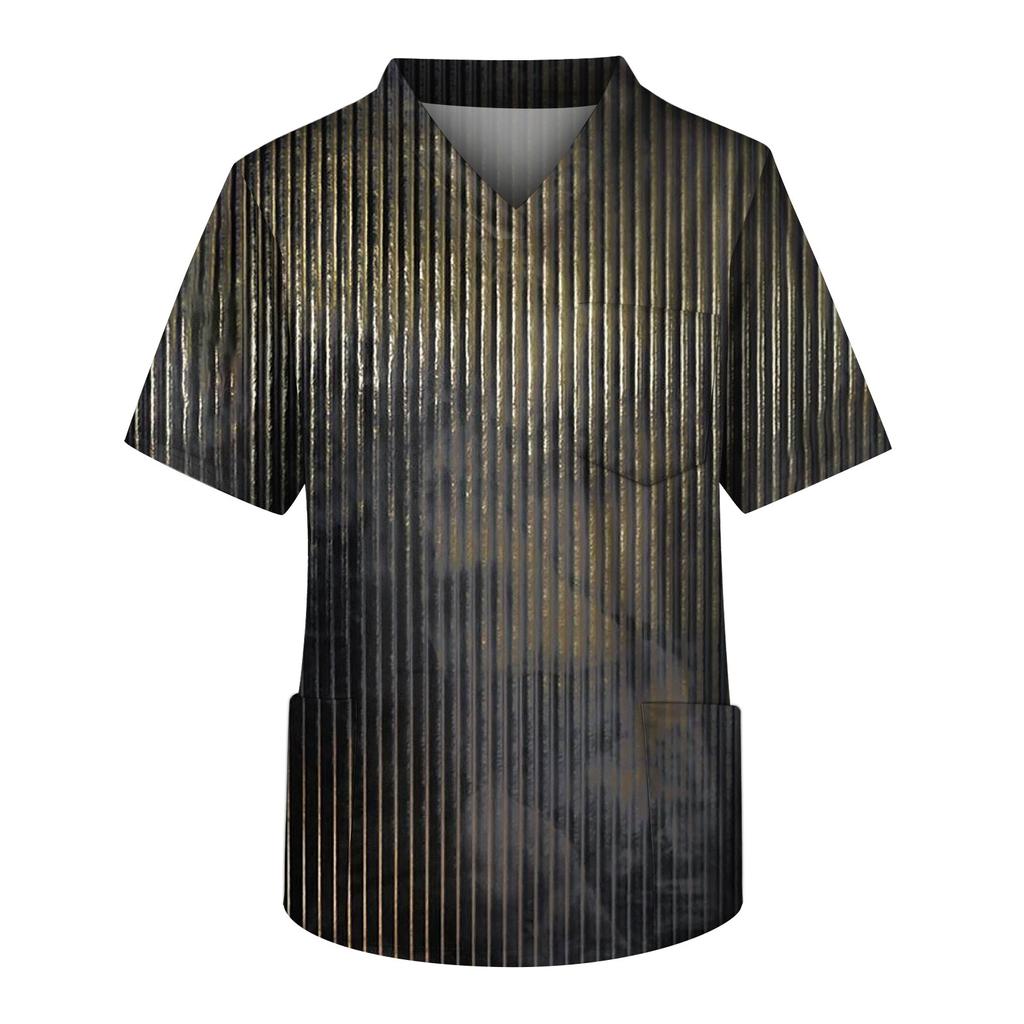 Модный мужской топ с коротким рукавом и V-образным вырезом с принтом и карманом на груди