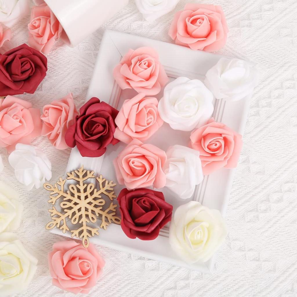 200 шт. искусственных роз, искусственные головки цветов, розы без стеблей, 5 см, пенопластовые розы, искусственные головки цветов для поделок, свадебных украшений для детского душа