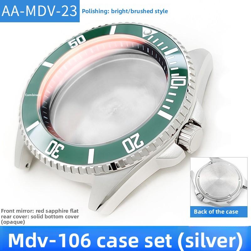 MDV106 metal Case film bezel bumper armor For Casio MDV-106 Stainless Steel Crown Caseback Sapphire Glass men Watch accessories