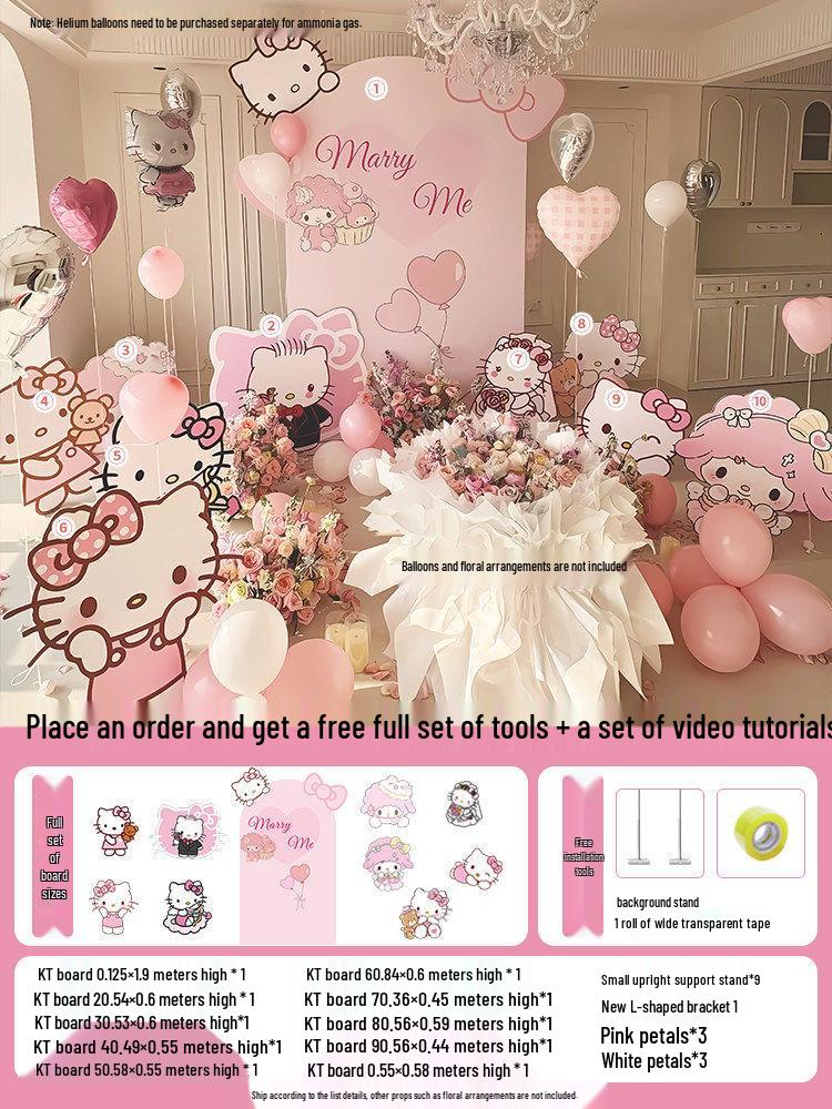 Воздушные шары для признания и церемонии Hello Kitty в помещении с KT Board - Элегантное украшение