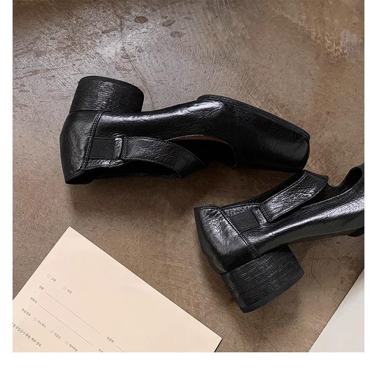 Grape Mom Studio Высококачественные лоферы из лошадиной кожи с квадратным носком и массивным каблуком для женщин - Осенний стиль