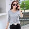 Summer T Shirt Women Cotton O-Neck Streetwear Tshirt Short Sleeve Solid Color Three Quarter Sleeve Tee Shirt Femme Sexy