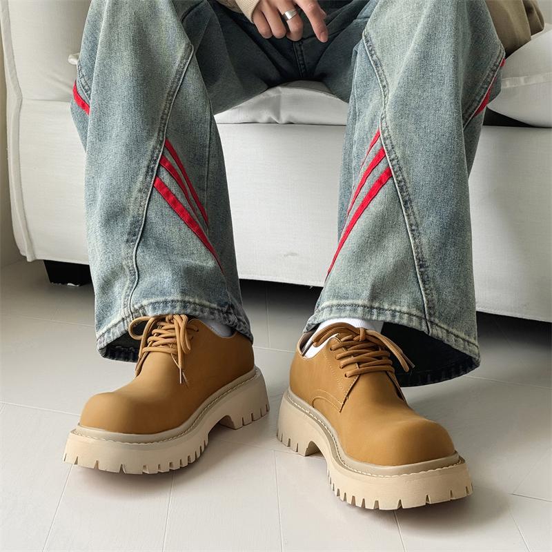 Fashion Classic Thick Soled Men's Leather Shoes Brand Designer Style Plus Size 38-43 Fashion Adult Quality Luxury Business Derby Shoes