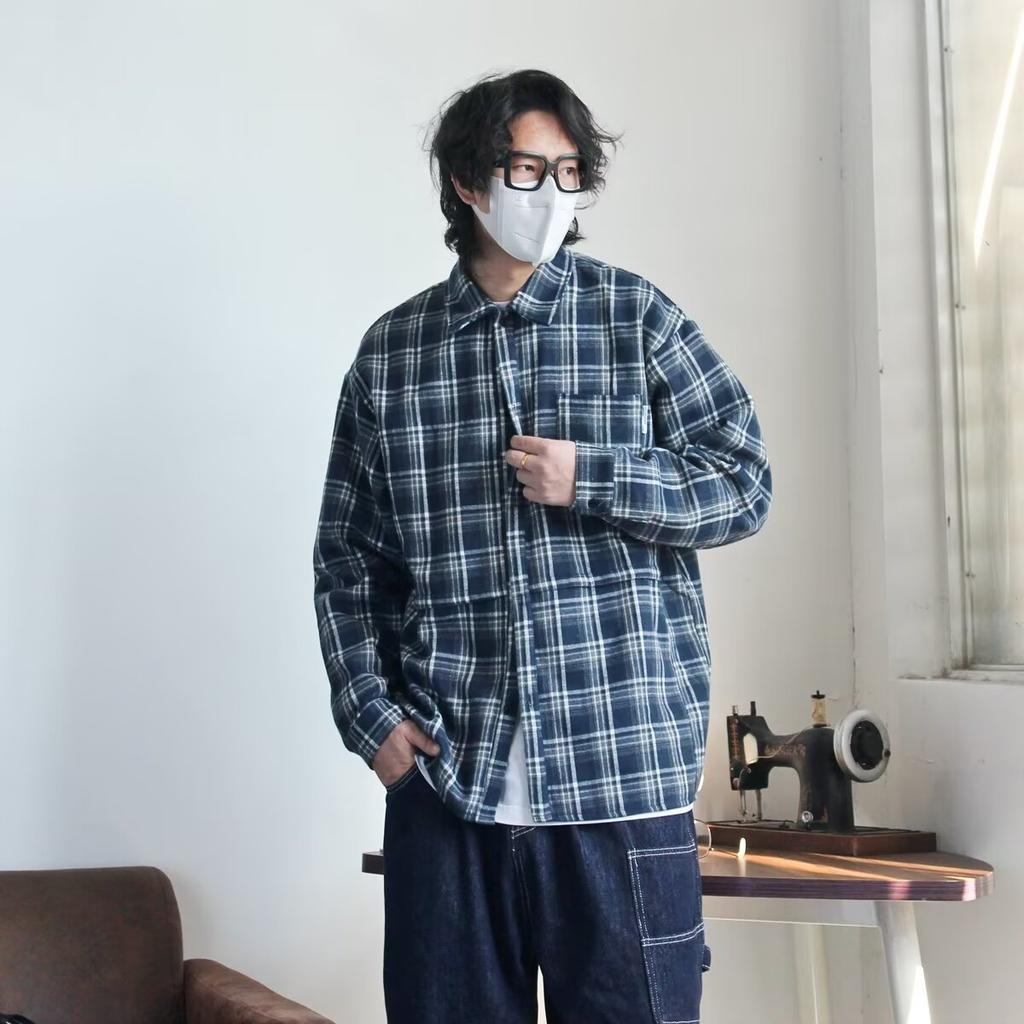 Мужская одежда серии B Dong Ri, осенне-зимняя, толстая, теплая, винтажная, клетчатая, флисовая, утолщенная, повседневная, парная рубашка с начесом