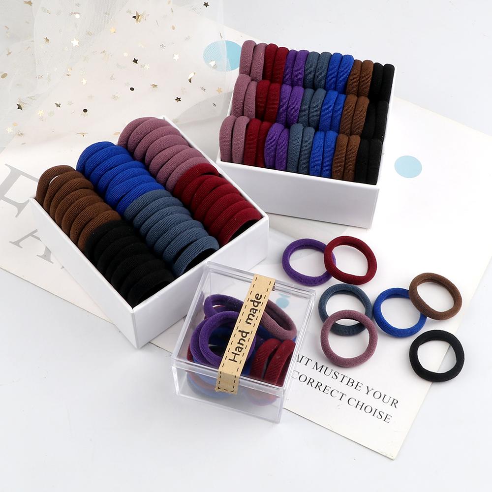 50/100PCS Hair Bands For Kids Baby Girls 3cm High Elastic Mixed Colors Headband Scrunchies Headwear Hair Accessories Gift Holder
