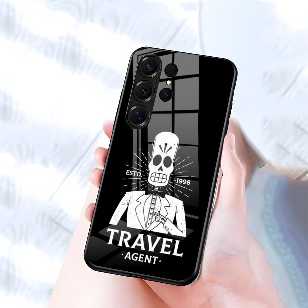 Чехол для телефона G-Grim F-Fandango для Samsung S26 S25 S24 FE S23 S22 S21 Plus S20 Ultra Note20Ultra Черный Стеклянный Чехол