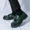 Men Loafers Punk Thick Sole Platform Height Increase Black Dress Prom Blazers Green Tuxedo Party Shoes Large Size