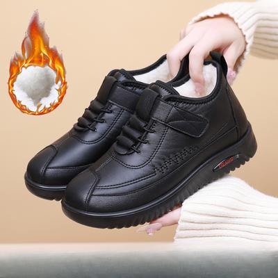 Зимние женские хлопковые ботинки с утолщенным бархатом, теплые зимние ботинки для людей среднего и пожилого возраста, нескользящие хлопковые ботинки для мам