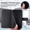 For TCL 405/406/408/T506D Shockproof Phone Case PU Leather Foldable Stand Flip Wallet Magnetic Clasp Phone Cover