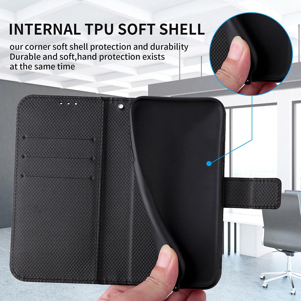 For TCL 405/406/408/T506D Shockproof Phone Case PU Leather Foldable Stand Flip Wallet Magnetic Clasp Phone Cover