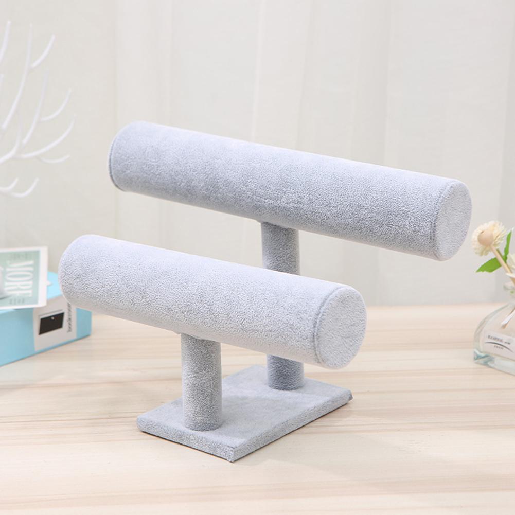 Styling Jewelry Display Stand Portable Velvet Bracelet Bangle T-Bar Headrope Rack Watch Ornaments Organizer 1/2/3-Tier