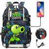 New USB Travel Backpack with Plant Print for Teens Students Unisex Casual School Bag