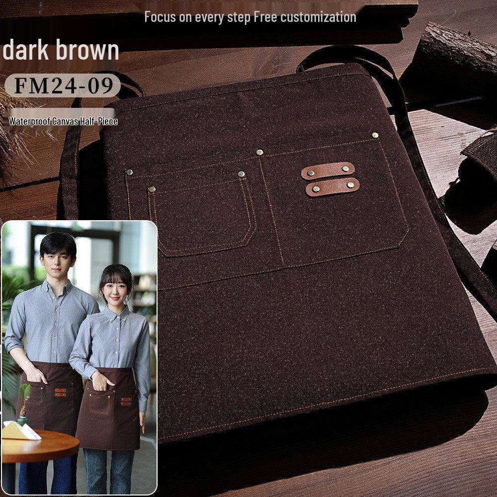 Fashionable Waterproof Canvas Half Apron - Breathable & Wear-Resistant for Work & Catering