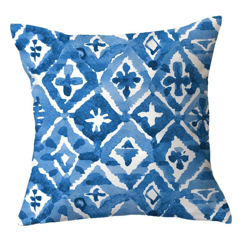 New Outdoor Blue Geometric Plush Pillow Cover Home Fabric Sofa Pillow Cushion Cover Design