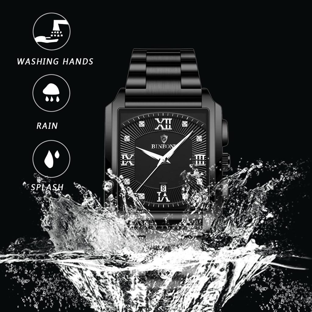 Watch Seiko Copy Square Rectangular Dial Upgrade Waterproof Quartz Watch Stainless Steel Adjustable Business Daily Black Men's Watch