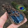 Blue Dendritic Gemstone Copper Wire Wrap Jewelry Pendant 3.62