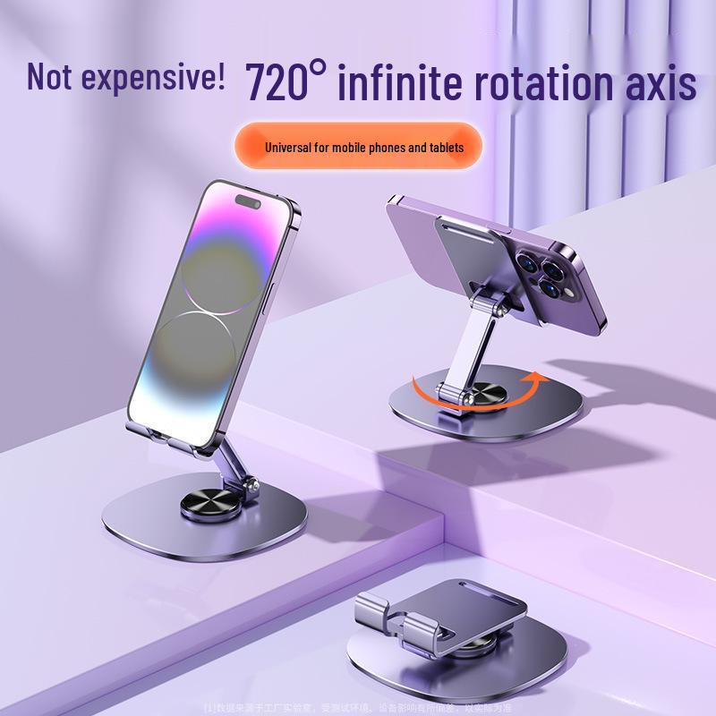 Aluminum Alloy Rotating Phone & Tablet Stand - Multifunctional, Foldable, Ideal for Live Streaming & Online Classes