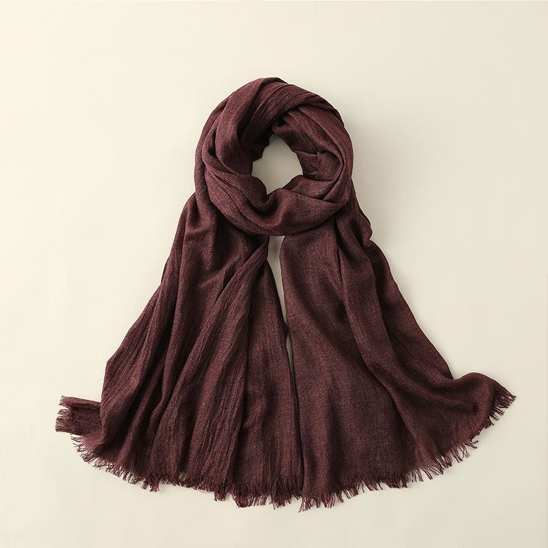 Spring And Summer Silk Scarves Women'S Fashion Sunscreen Sunshade Beach Large Long Scarves Solid Color Cotton And Linen Silk Scarves Scarves