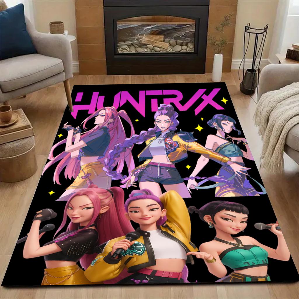 Huntrix, Rumi,Demon Hunters-Themed Decorative Rug Carpet for Living Rooms Bedroom Dining Areas As Well As Outdoor Patios Yards