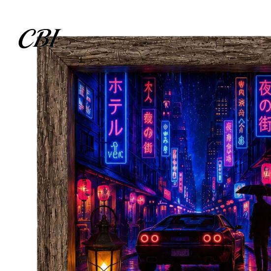 Cozy Corner Night Lamp Wooden 3D Shadow Box LED Light, Retro Street Scene Light Table Unique Housewarming Present Decor, Warm Glow Art Frame