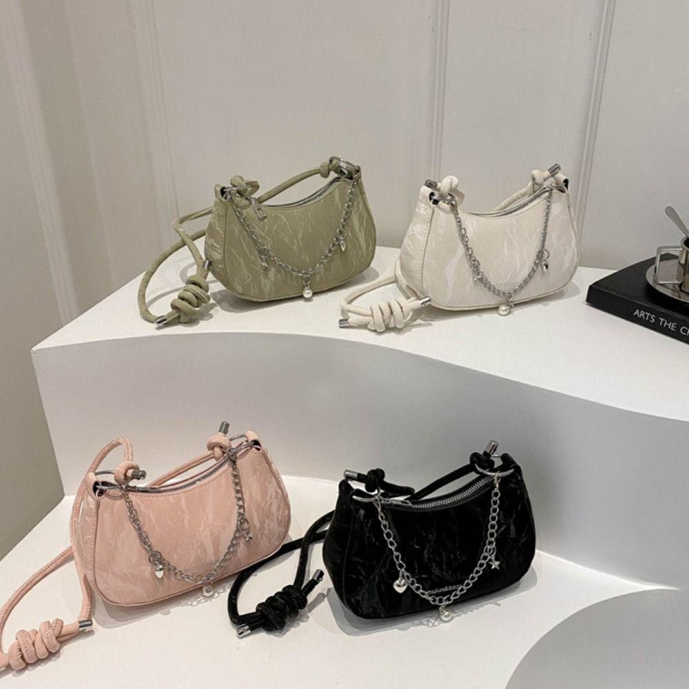Metal Chain Simple Crossbody Bag Korean Style Shoulder Bag Portable Hobos Handbag  Shopping