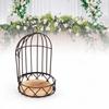 Iron Frame,Wooden Board Birdcage Planter Stand Vintage Bird Cage Table Decor  Festival Ornament