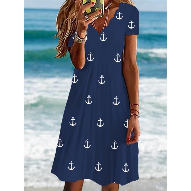 VEZFAA Женская мода на лето и весну с коротким рукавом и v-образным вырезом со средней талией повседневные платья