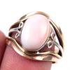 Кольцо из двухцветного серебра 925 пробы с натуральным розовым опалом ручной работы S.7 O6S03