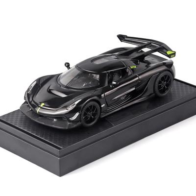 1/32 Литая модель спортивного автомобиля Koenigsegg JESKO из сплава Со звуком и светом База с ремешком-возвращалкой Украшение Детские игрушки Подарок на день рождения