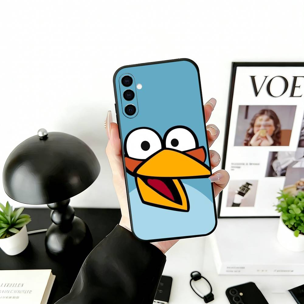 Funny Cartoon A-Angry B-Birds Phone Case Black Silicone Soft For Samsung Galaxy A73,A72,A71,A70,A53,A52,A51