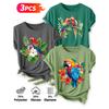 Three-piece set Elegant short-sleeved shirt for women Tropical Parrot Floral Print Pattern Round Neck Short Sleeve Casual Style Holiday Spring