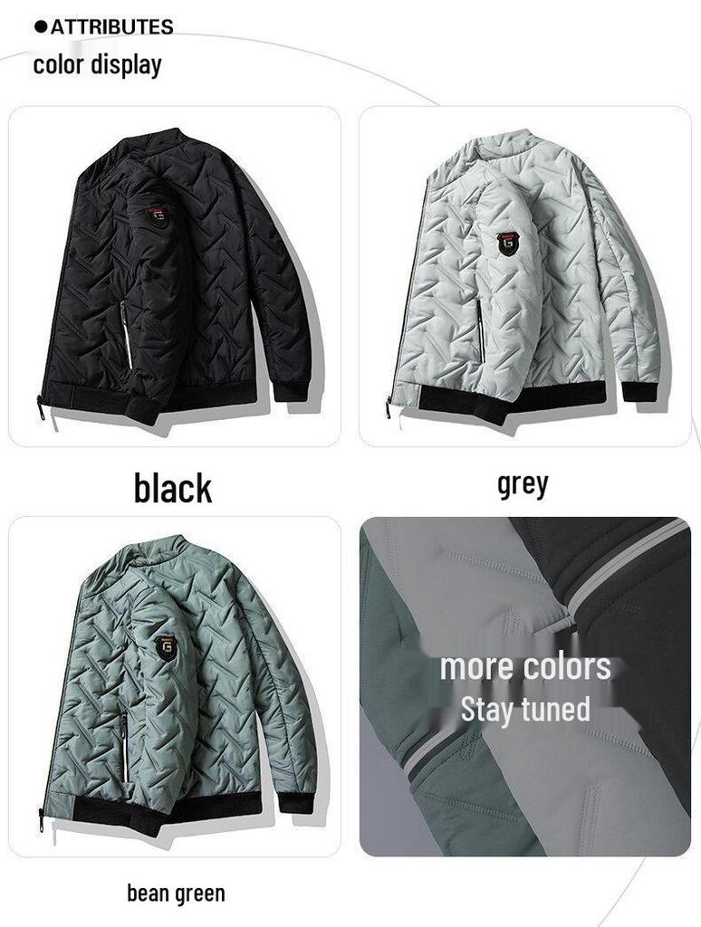 Мужская осенне-зимняя хлопковая куртка в корейском стиле с легким пухом и воротником-стойкой