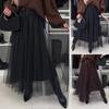 Women's Tulle Skirts High Waist Midi Skirt Black Mesh Flowy Party Dress