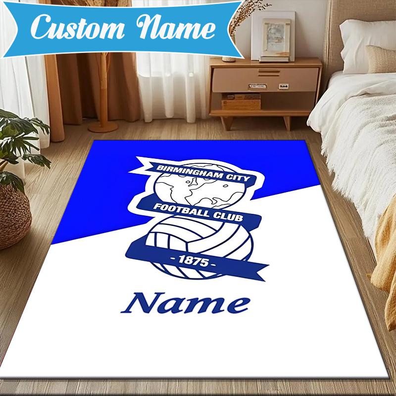 Custom Name Birming-ham City Football Rug Game Carpet, Floor Mat for Bedroom Living Room Entryway Rug, Home Decor Idea Gift for Christmas birthday