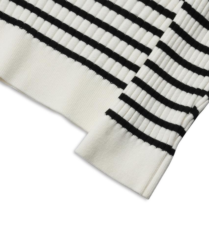 DOFFJASON Striped Henley Neck Knit Ivory