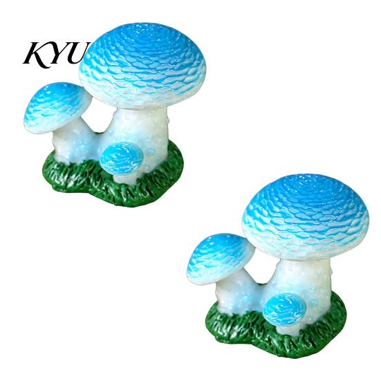 DIY Craft Supplies 2 Pcs Mini Mushroom Figurines, Miniature Resin Figures Tabletop Scenes for Micro Landscape, Fairy Garden, Aquarium, Bonsai