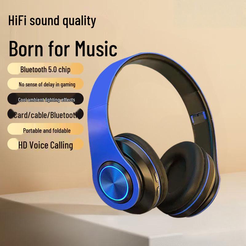 B39 Полноразмерные Bluetooth-наушники с классными световыми эффектами, слотом для карты и превосходным качеством звука для мужчин, женщин и студентов.