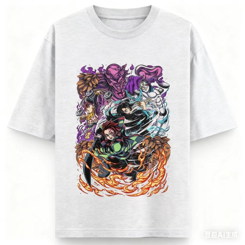Demon Slayer Anime Printing Oversized Cotton Tshirt Men and Women Comfortable Harajuku Trend Y2K Summer Absorb Sweat Tshirt