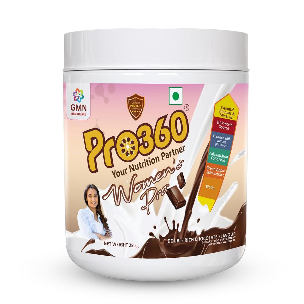 Pro360 Женский Протеиновый Порошок Pro Пищевая Добавка с Кальцием, Железом, Маслом Вечерней Примулы для Общего Женского Здоровья – Двойной Насыщенный Шоколад