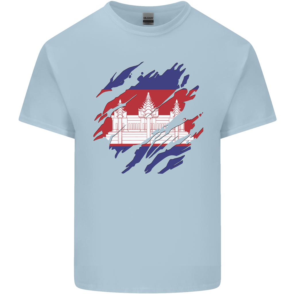 Torn Cambodia Flag Cambodian Day Football Unisexs Light Cotton TShirt