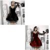 Grunge Goth Gothic Black Mini Dress Lace Trim High Waist Bodycon Women Vintage Punk Lolita Cloth